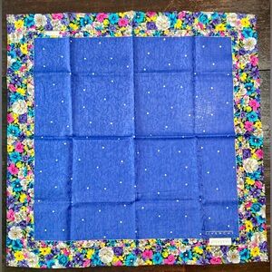 Givenchy Floral Hankerchief Scarf with Blue Center